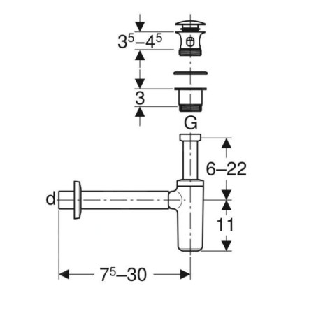 Geberit Accessoires - Siphon de desing avec vidage, chrome 151.021.21.1
