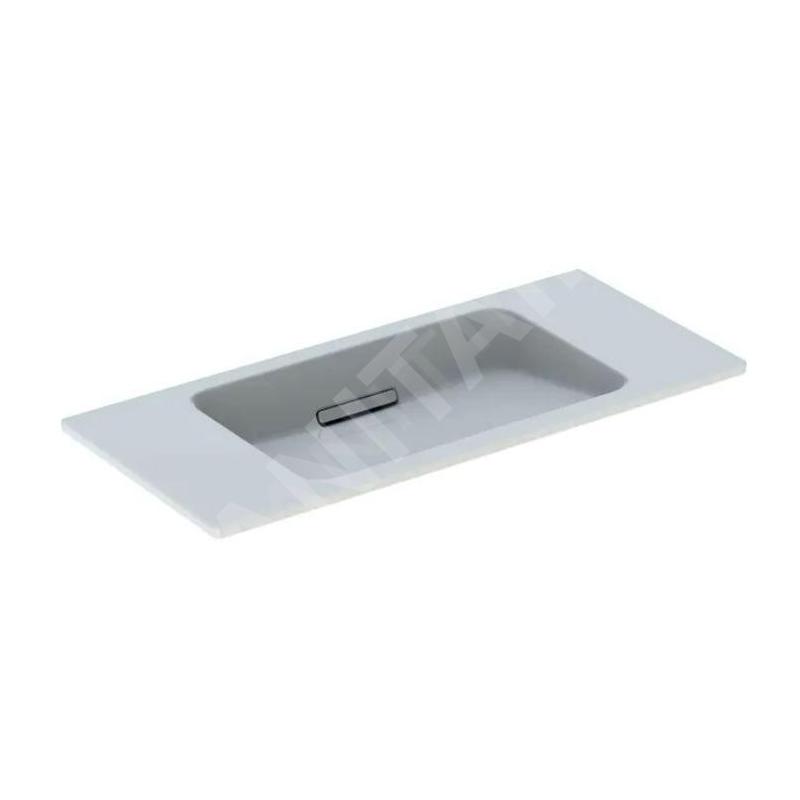 Geberit ONE - Lavabo 900x400x130 mm, sans trop-plein, sans trou pour robinetterie, sortie horizontale, KeraTect, blanc