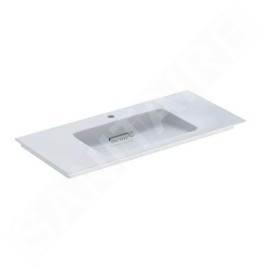 Geberit ONE - Meuble-lavabo 1050x480x130 mm, trop-plein caché, avec trou pour robinetterie, sortie horizontale, KeraTect, blanc