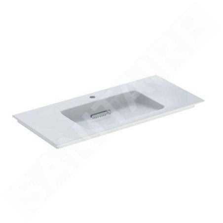Geberit ONE - Meuble-lavabo 1050x480x130 mm, trop-plein caché, avec trou pour robinetterie, sortie horizontale, KeraTect, blanc