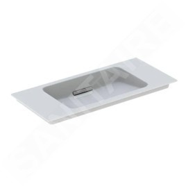 Geberit ONE - Meuble-lavabo 900x400x130 mm, trop-plein caché, sans trou pour robinetterie, sortie horizontale, KeraTect, blanc