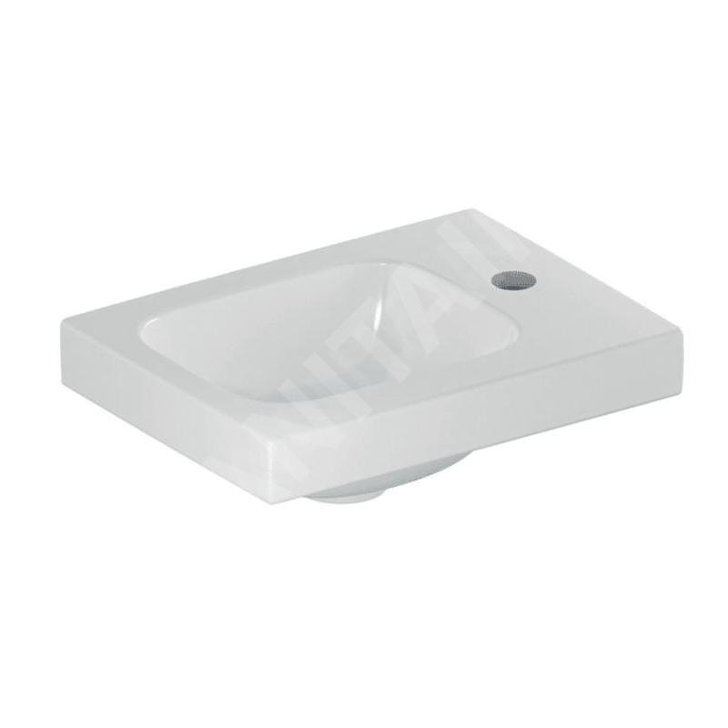 Geberit iCon - Lave-mains 380x280x130 mm, sans trop-plein, trou pour robinetterie à droite, KeraTect, blanc 501.830.00.2