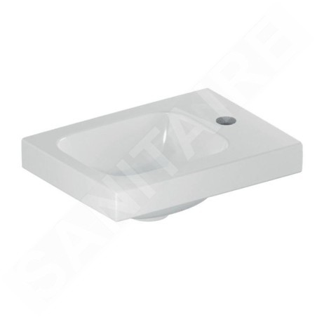 Geberit iCon - Lave-mains 380x280x130 mm, sans trop-plein, trou pour robinetterie à droite, KeraTect, blanc 501.830.00.2