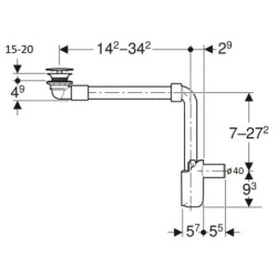 Geberit ONE - Siphon de lavabo gain de place avec vidage pour lavabos sans trop-plein, d 40 mm, blanc 152.099.01.1