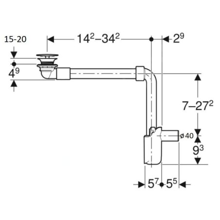 Geberit ONE - Siphon de lavabo gain de place avec vidage pour lavabos sans trop-plein, d 40 mm, blanc 152.099.01.1