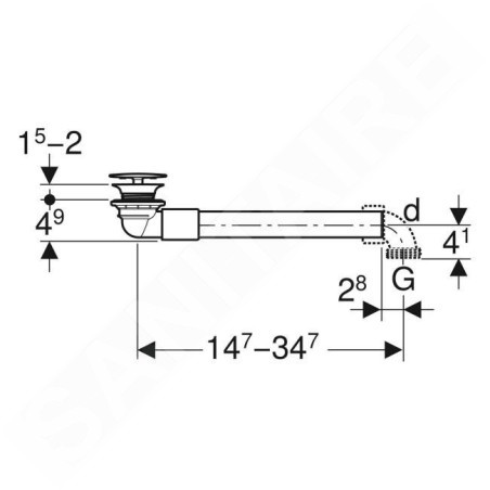 Geberit Accessoires - Siphon de lavabo gain de place, avec vidage pour les lavabos sans trop-plein, chrome 152.081.21.1