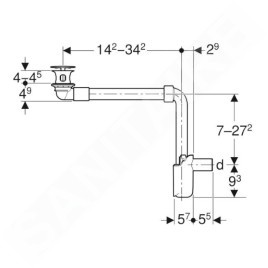 Geberit Accessoires - Siphon de lavabo gain de place, avec vidage pour les lavabos sans trop-plein, chrome 152.091.21.1
