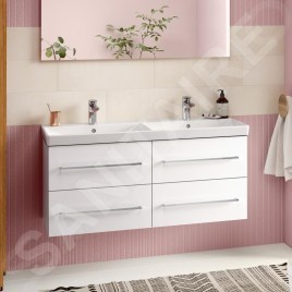 Villeroy & Boch Avento - Double lavabo pour meuble 1200x470 mm, avec trop-plein, trou pour robinet, CeramicPlus, Stone White