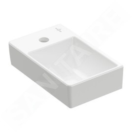Villeroy & Boch Avento - Lave-mains 360x220 mm, sans trop-plein, trou pour robinet à gauche, CeramicPlus, Stone White 43003RRW