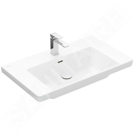 Villeroy & Boch Subway 3.0 - Lavabo 800x470 mm, avec trop-plein, trou pour robinet, CeramicPlus, blanc alpin 4A7080R1