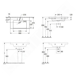 Villeroy & Boch Subway 3.0 - Lavabo 800x470 mm, avec trop-plein, trou pour robinet, CeramicPlus, blanc alpin 4A7080R1