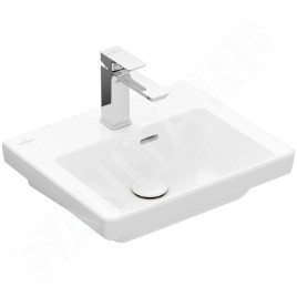 Villeroy & Boch Subway 3.0 - Lavabo 450x370 mm, avec trop-plein, trou pour robinet, CeramicPlus, Stone White 437045RW