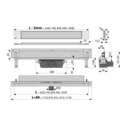 Alcadrain Douchegoten - Système de drainage Spa 750 mm, pour montage mural, couvercle pour insertion de carreaux, inox