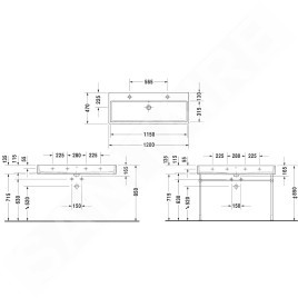 Duravit Vero Air - Double-lavabo 1200x470 mm, avec trop-plein, avec trou pour robinetterie, WonderGliss, blanc 23501200241