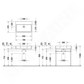 Duravit Vero Air - Lavabo 700x470 mm, avec trop-plein, sans trou de robinetterie, blanc 2350700060