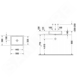 Duravit Vero Air - Vasque 500x380 mm, sans trop-plein, sans trou de robinetterie, WonderGliss, blanc 23515000001