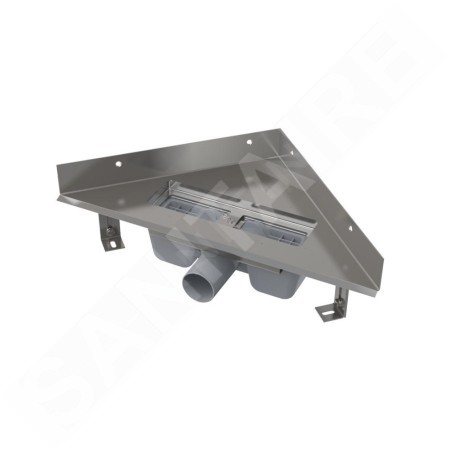 Alcadrain Douchegoten - Bac d'angle sans rebord pour grille perforée, acier inoxydable ARZ1