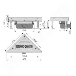 Alcadrain Douchegoten - Bac d'angle sans rebord pour grille perforée, acier inoxydable ARZ1