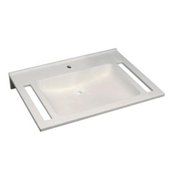 Geberit Publica - Lavabo adapté aux PMR, 700x550x115 mm, sans trop-plein, trou de robinetterie, blanc alpin 402170016