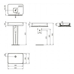 Ideal Standard Conca Ceram - Lavabo à poser 600x40 mm, sans trop-plein, blanc T369801