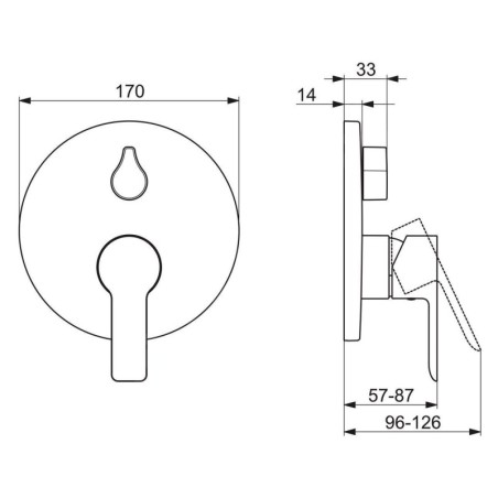 Hansa Ligna - Mitigeur de baignoire encastré, avec inverseur pour 2 sorties, chrome 83859503