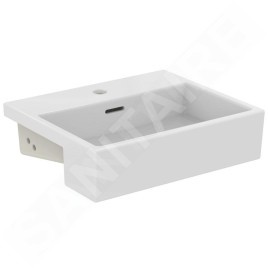 Ideal Standard Extra - Lavabo semi-encastré, 500x420 mm, avec trop-plein, trou pour robinet, blanc T373501