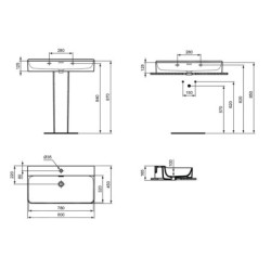 Ideal Standard Conca Ceram - Lavabo à poser 800x450 mm, avec trop-plein, trou pour robinet, blanc T382601