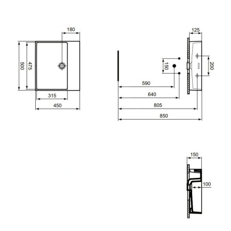 Ideal Standard Extra - Lavabo 500x450 mm, avec trop-plein, sans trou pour robinet, blanc T388301