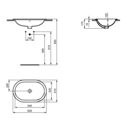 Ideal Standard Connect - Vasque encastrée, 620x410 mm, avec trop-plein, Ideal Plus, blanc E5049MA