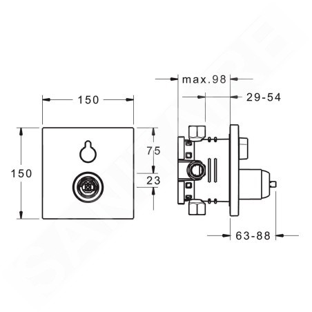 Hansa Varox Pro - Mitigeur de baignoire encastré, avec inverseur pour 2 sorties, chrome 40529073