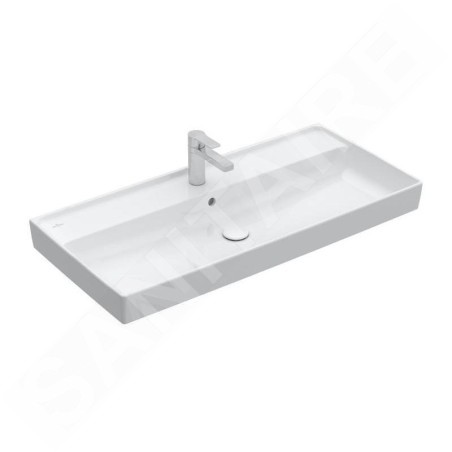 Villeroy & Boch Collaro - Meuble lavabo 1000x470 mm, avec trop-plein, trou de robinetterie, CeramicPlus, blanc alpin 4A331GR1
