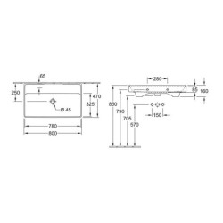 Villeroy & Boch Collaro - Meuble lavabo 800x470 mm, sans trop-plein, sans trou de robinetterie, blanc alpin 4A338301