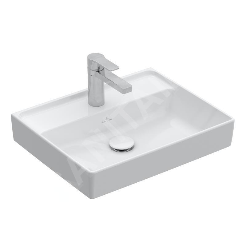 Villeroy & Boch Collaro - Lave-mains 500x400 mm, sans trop-plein, un trou de robinetterie, blanc alpin 43345101