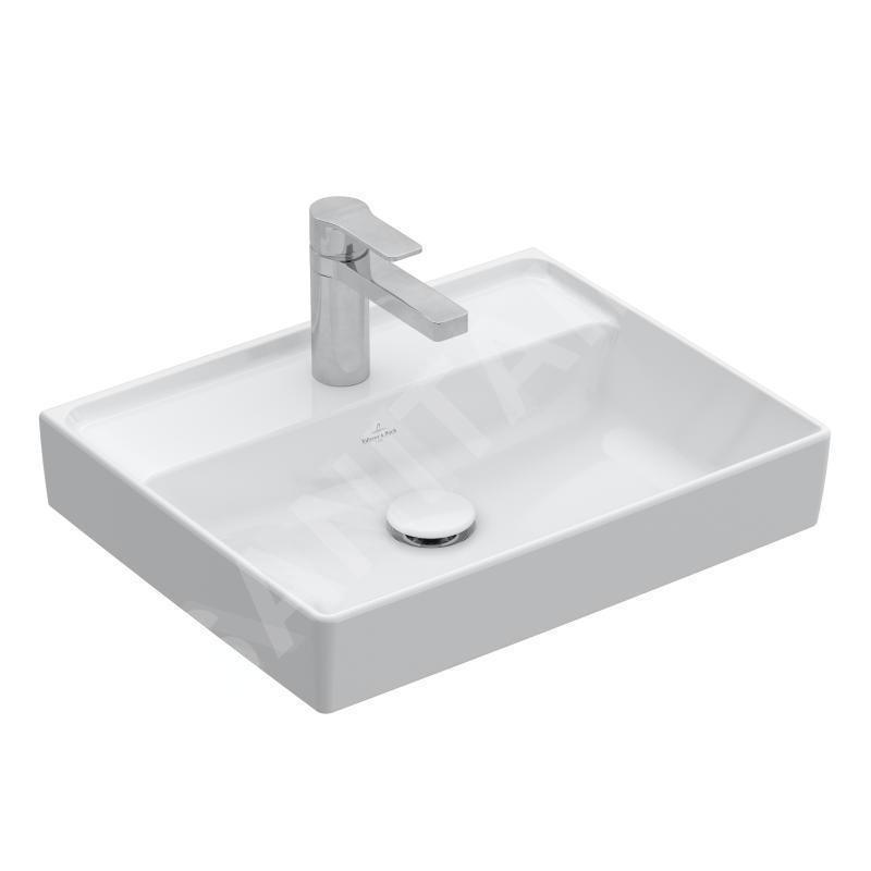 Villeroy & Boch Collaro - Lave-mains 500x400 mm, sans trop-plein, un trou de robinetterie, CeramicPlus, blanc alpin 433451R1