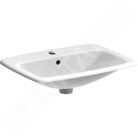 Geberit Selnova Square - Lavabo 600x450 mm, avec un trou de robinetterie, avec trop-plein, blanc 500.307.01.1
