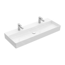 Villeroy & Boch Memento 2.0 - Double vasque 1200x470 mm, sans trop-plein, deux trous de robinetterie, blanc alpin 4A22C101