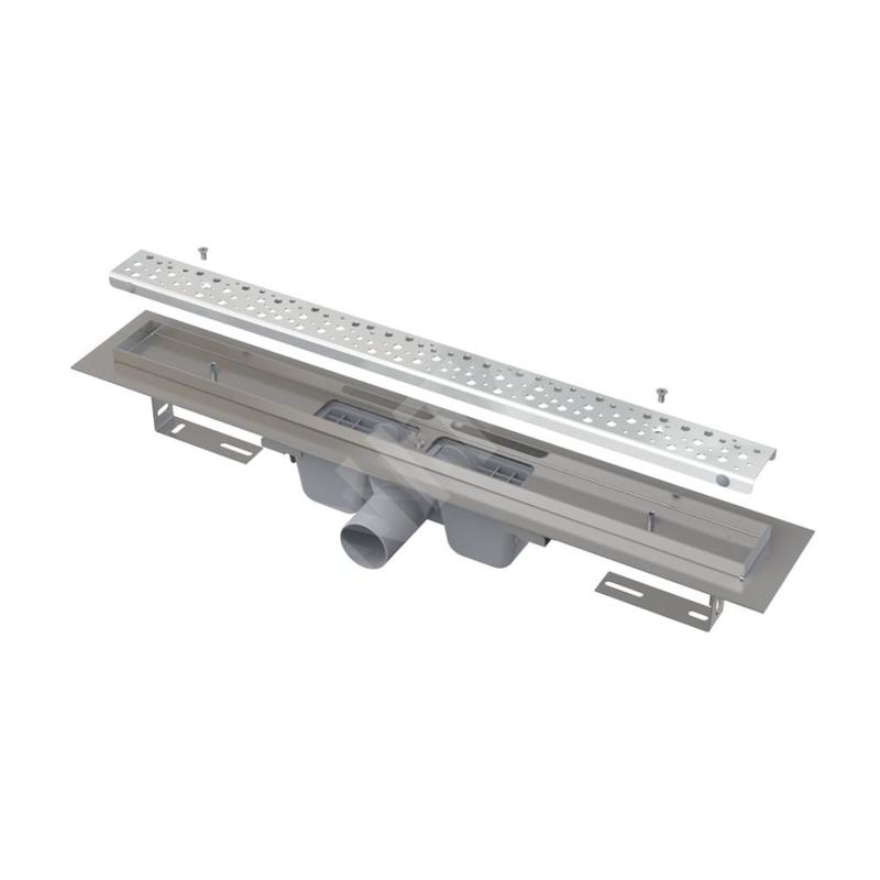 Alcadrain Douchegoten - Bac à douche Antivandale 1150 mm, avec grille, acier inoxydable brillant APZ11-1150L
