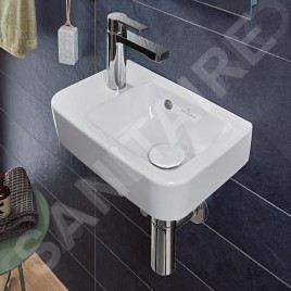 Villeroy & Boch O.novo - Lave-mains Compact 360x250 mm, avec trop-plein, avec 1 trou de robinetterie à gauche, CeramicPlus,