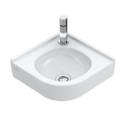 Villeroy & Boch O.novo - Lave-mains d’angle 320x320 mm, sans trop-plein, avec 1 trou de robinetterie, CeramicPlus, blanc alpin