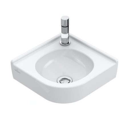 Villeroy & Boch O.novo - Lave-mains d’angle 320x320 mm, sans trop-plein, avec 1 trou de robinetterie, CeramicPlus, blanc alpin