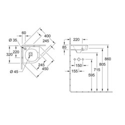 Villeroy & Boch O.novo - Lave-mains d’angle 320x320 mm, sans trop-plein, avec 1 trou de robinetterie, CeramicPlus, blanc alpin