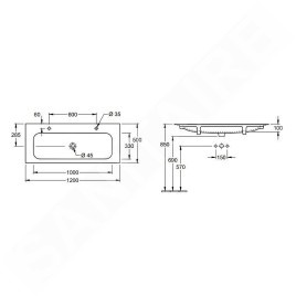 Villeroy & Boch Finion - Lavabo sans trop-plein, 1200x500 mm, avec CeramicPlus, blanc alpin 4164C1R1