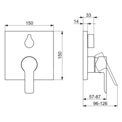 Hansa Ligna - Mitigeur de baignoire encastré, avec inverseur pour 2 sorties, chrome 83859513