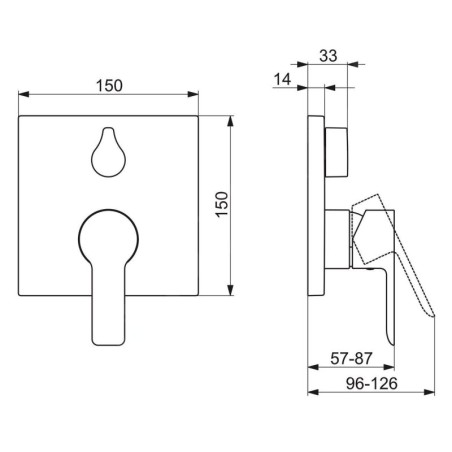 Hansa Ligna - Mitigeur de baignoire encastré, avec inverseur pour 2 sorties, chrome 83859513
