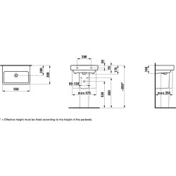Laufen Pro S - Lavabo Compact, 550x380 mm, sans trou pour robinetterie, blanc H8189580001091
