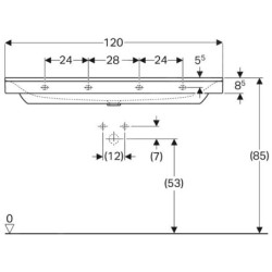 Geberit Xeno 2 - Lavabo 1200x480 mm, sans trou, sans trop-plein, avec KeraTect, blanc 500.552.01.1