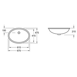 Villeroy & Boch Evana - Vasque sans trou à encastrer par dessous, 615x415 mm, avec CeramicPlus 614400R1