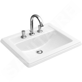 Villeroy & Boch Hommage - Lavabo avec trop-plein, 630 mm x 525 mm, avec Ceramicplus, blanc - lavabo trois trous 7102A1R1