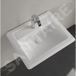 Villeroy & Boch Hommage - Lavabo avec trop-plein, 630 mm x 525 mm, avec Ceramicplus, blanc - lavabo trois trous 7102A1R1