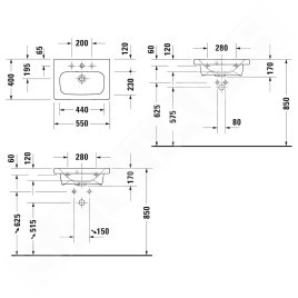 Duravit DuraStyle - Lavabo Compact, 550x400 mm, avec un trou pour robinet, avec WonderGliss, blanc alpin 23375500001